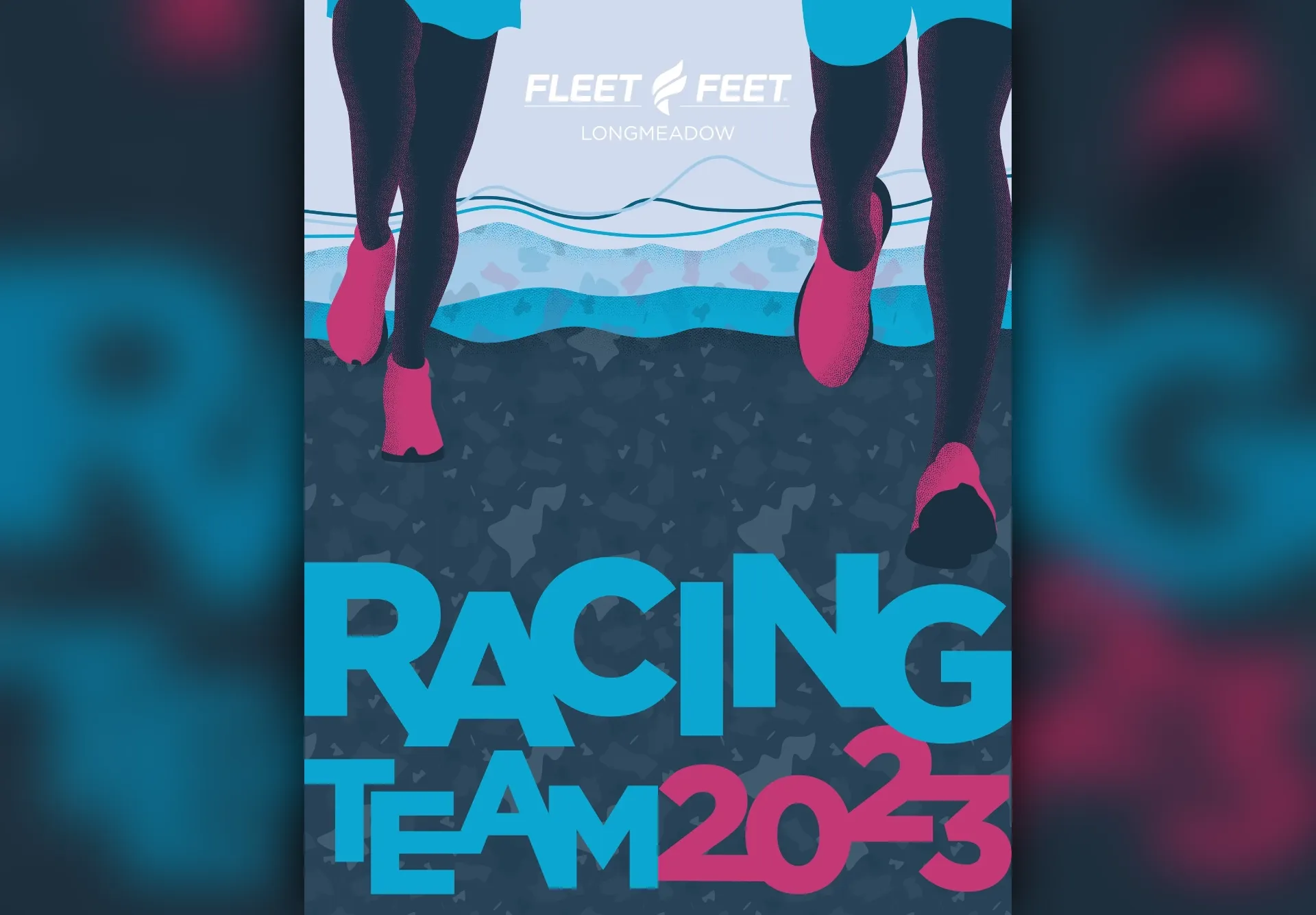Custom illustrated ad for the Fleet Feet Longmeadow racing team