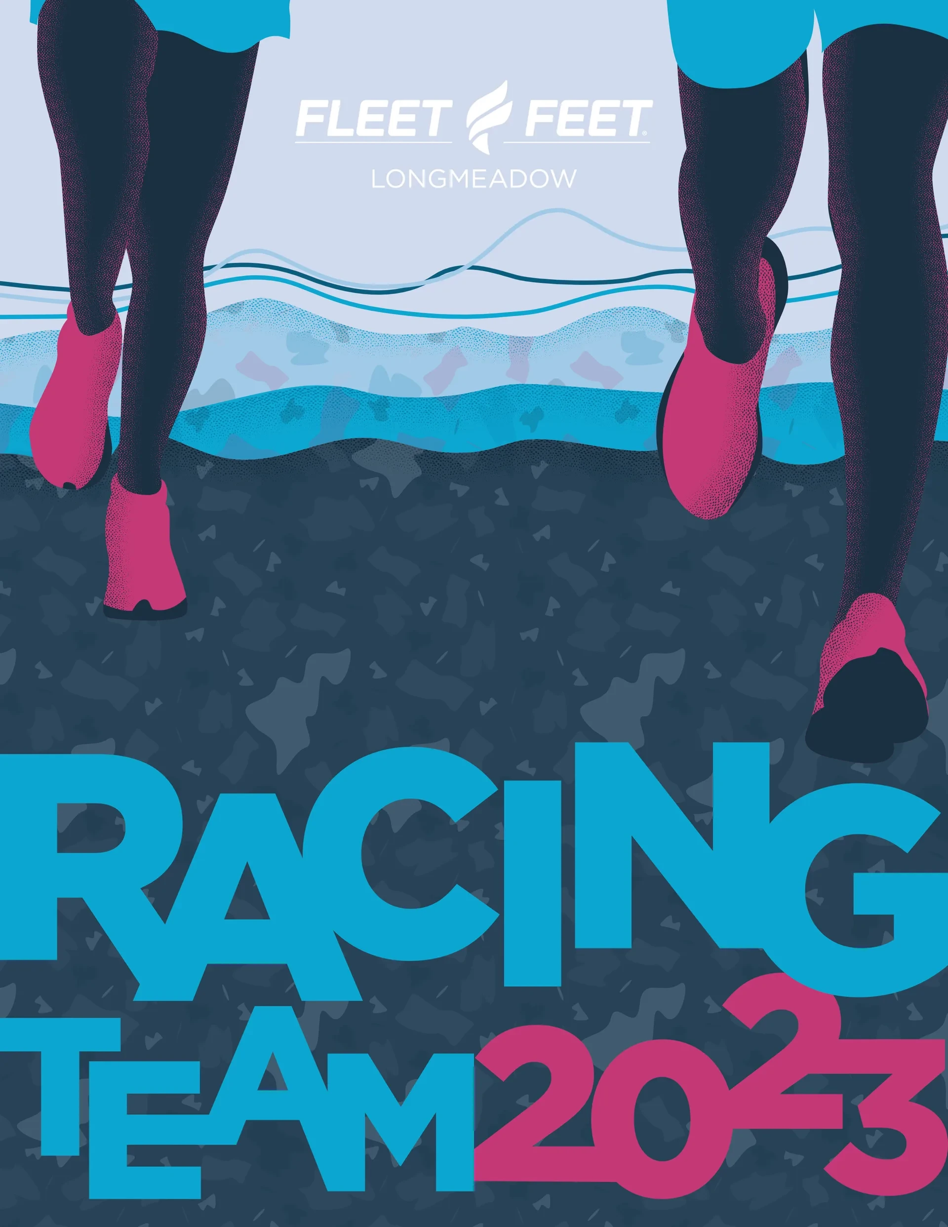 Custom illustrated ad for the Fleet Feet Longmeadow racing team
