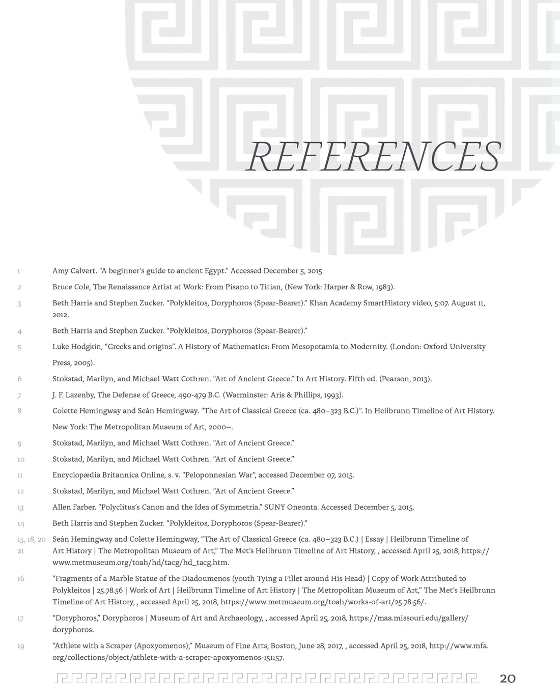 References. Hellas references page