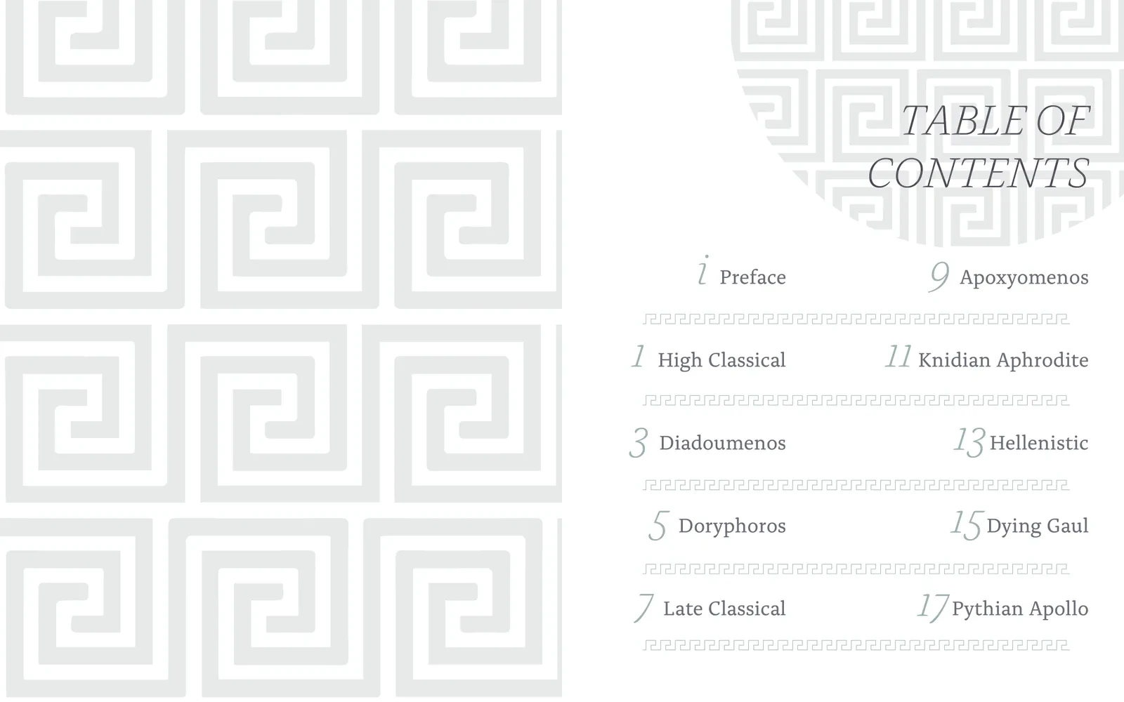 Table of contents. Hellas table of contents spread