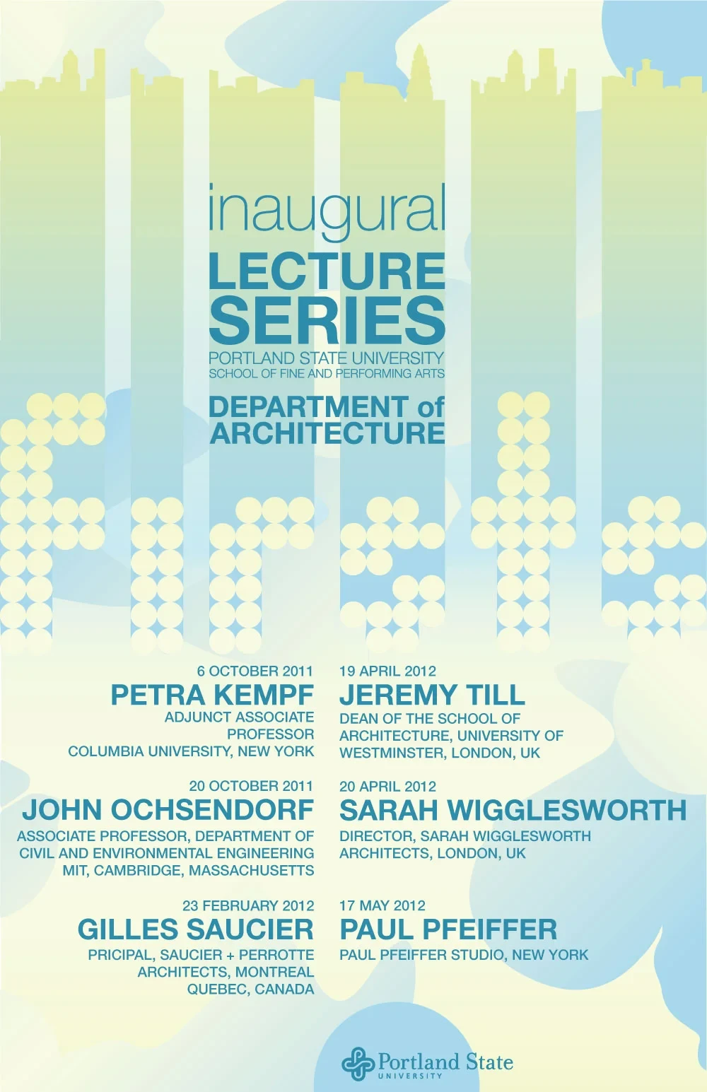 Alternate layout of the architectural lecture series poster using the Firsts modular typeface